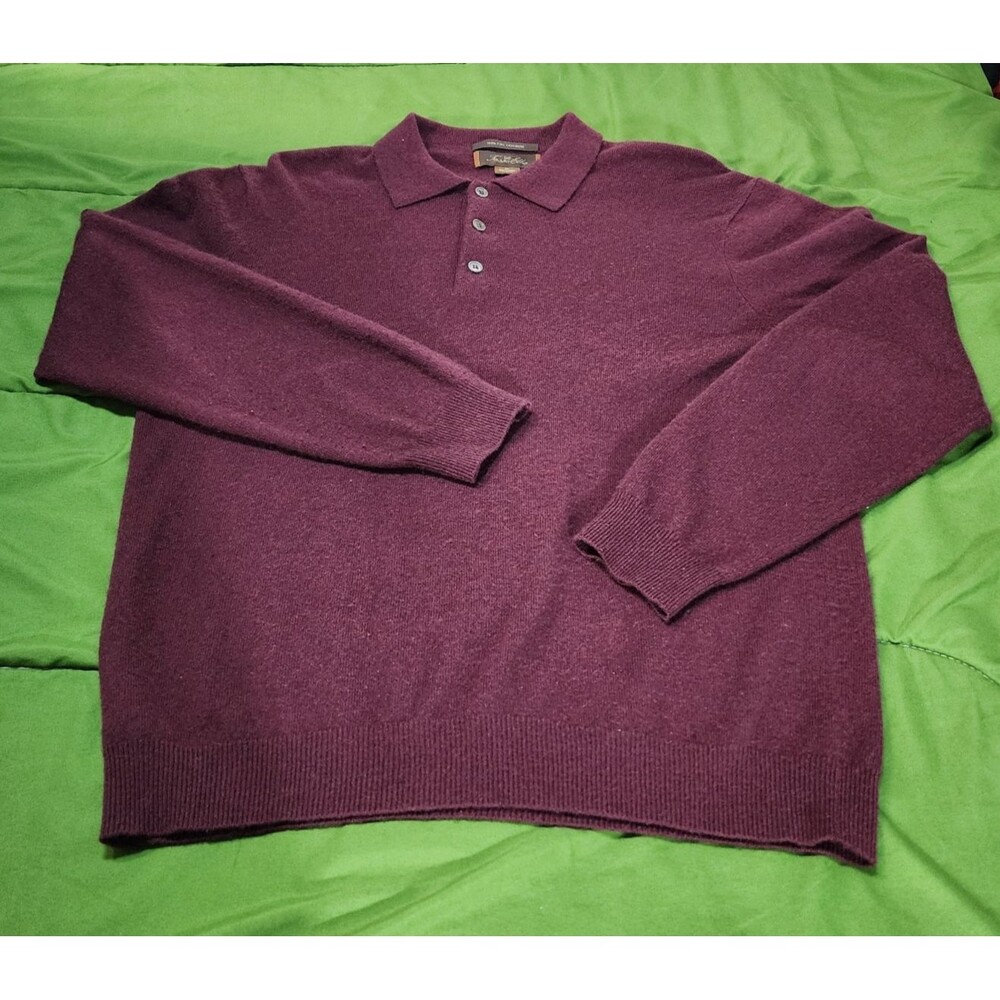 Tasso Elba 100% Cashmere Long sleeve 1/4 Button Men's Preppy Sweater Red Size M